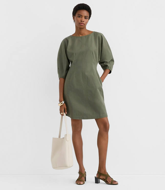 Petite Twill Seamed Mini Pocket Dress