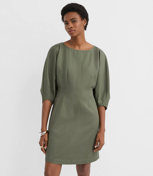 Petite Twill Seamed Mini Pocket Dress