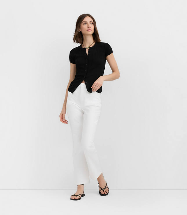 Rivete Tall Welt Pocket High Rise Kick Crop Jeans in White