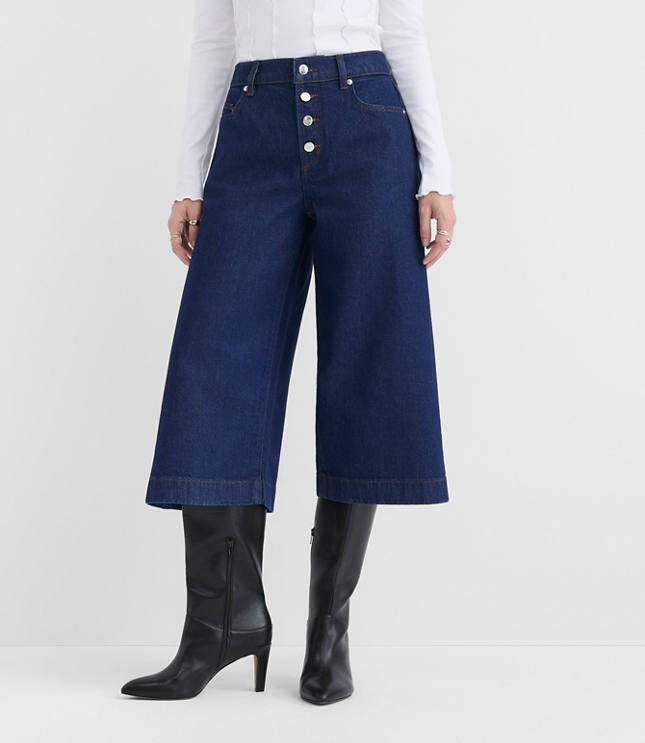 Rivete Petite Curvy High Rise Gaucho Jeans in Nova Wash