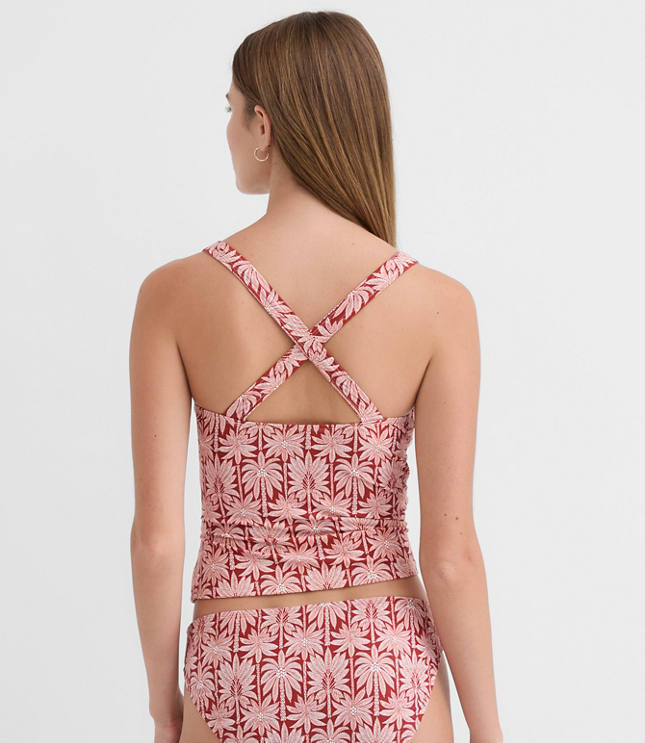 LOFT Beach Palm Ruched Crossback Tankini Top