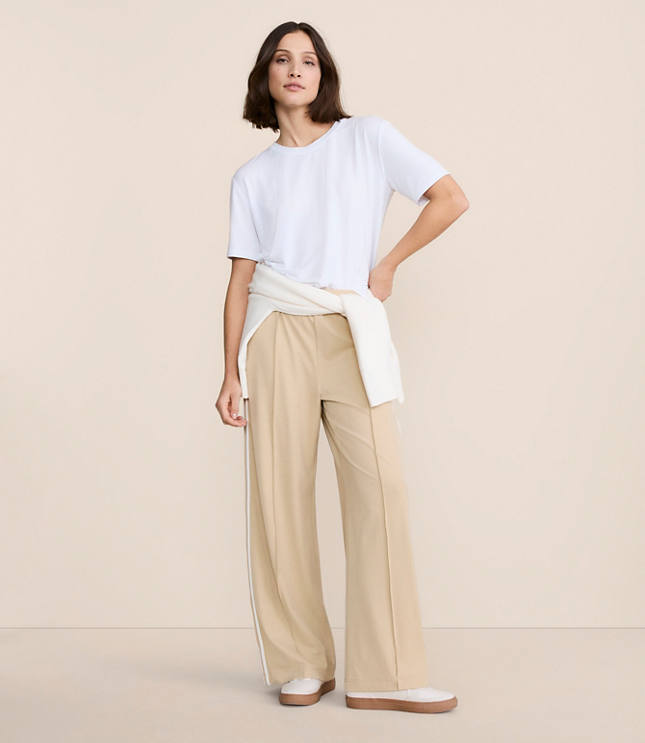 Petite Lou & Grey Double Stripe Pintucked Luvstretch Wide Leg Pants