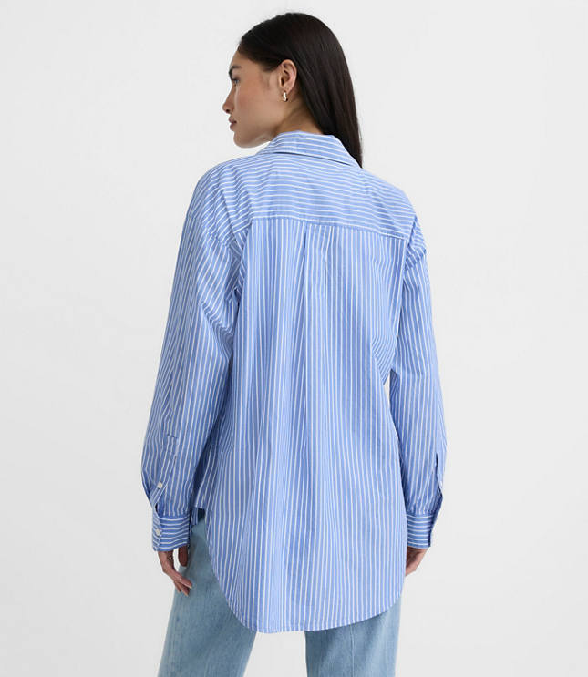 Petite Striped Poplin Everyday Oversized Pocket Shirt