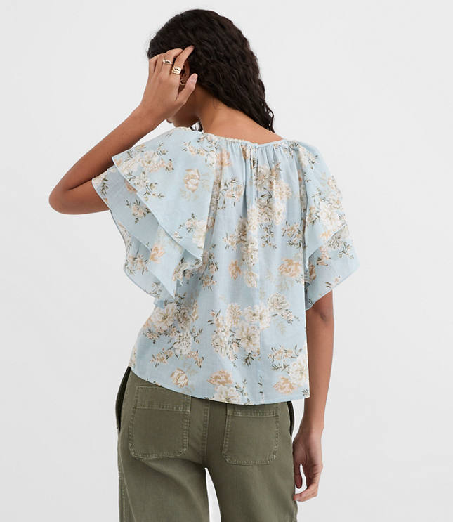 Floral Ruffle Sleeve Blouse