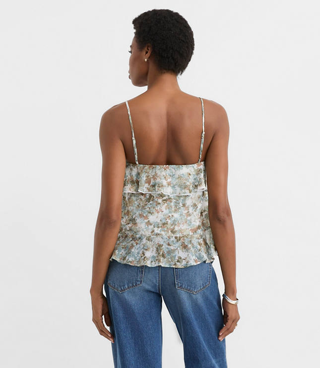 Floral Tie Back Ruffle Strappy Cami