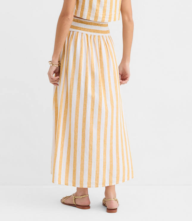Petite LOFT Beach Striped Linen Cotton Maxi Skirt