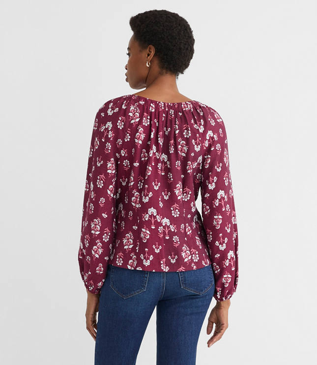 Floral Cinched Scoop Neck Top