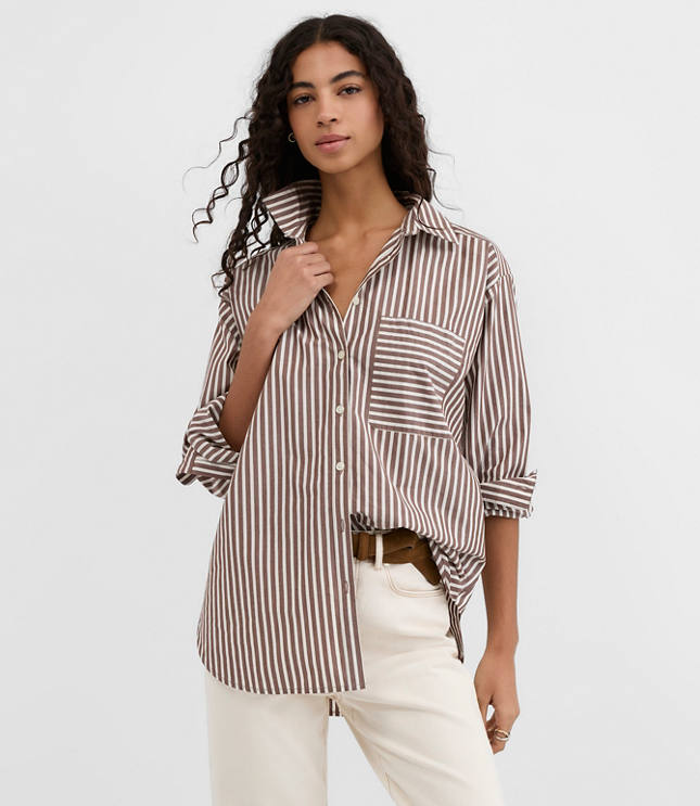Striped Poplin Everyday Oversized Pocket Shirt