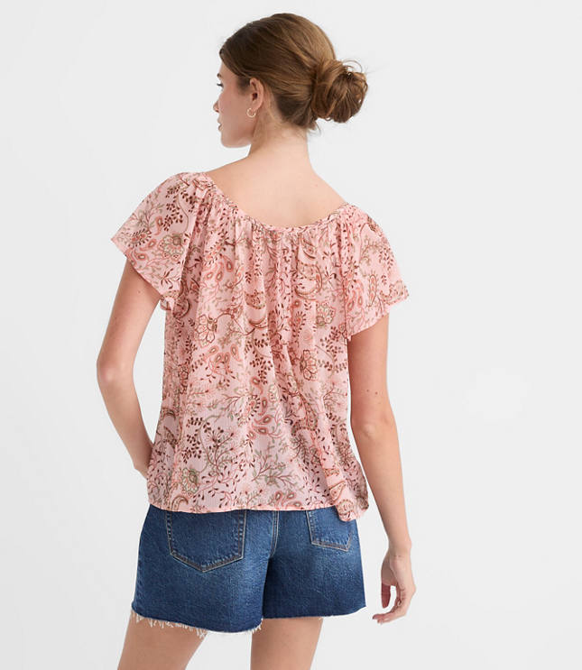 Paisley Flutter Sleeve Blouse