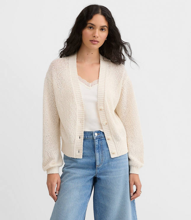 Petite Marled V-Neck Cardigan