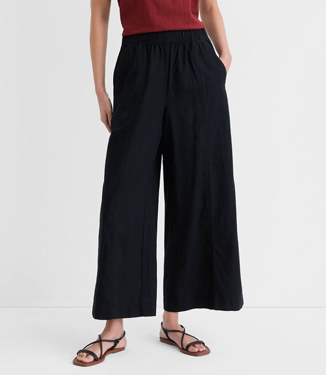 Breezy Wide Leg Crop Pants Linen Cotton