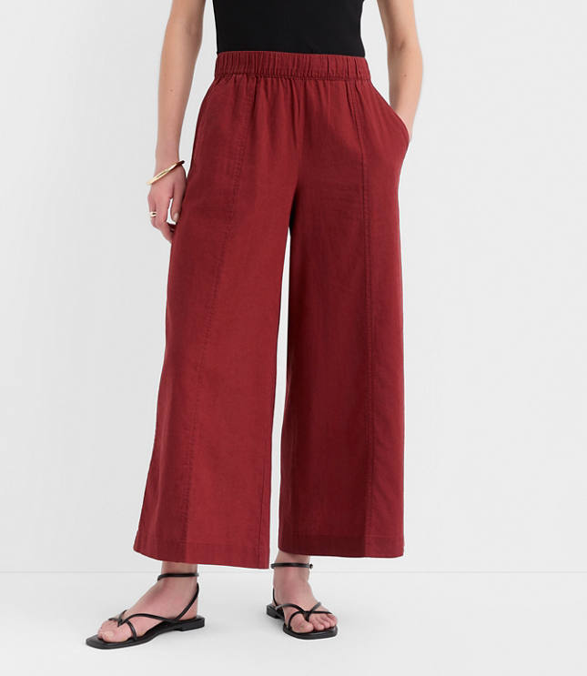 Breezy Wide Leg Crop Pants in Linen Cotton carousel Product Image 2