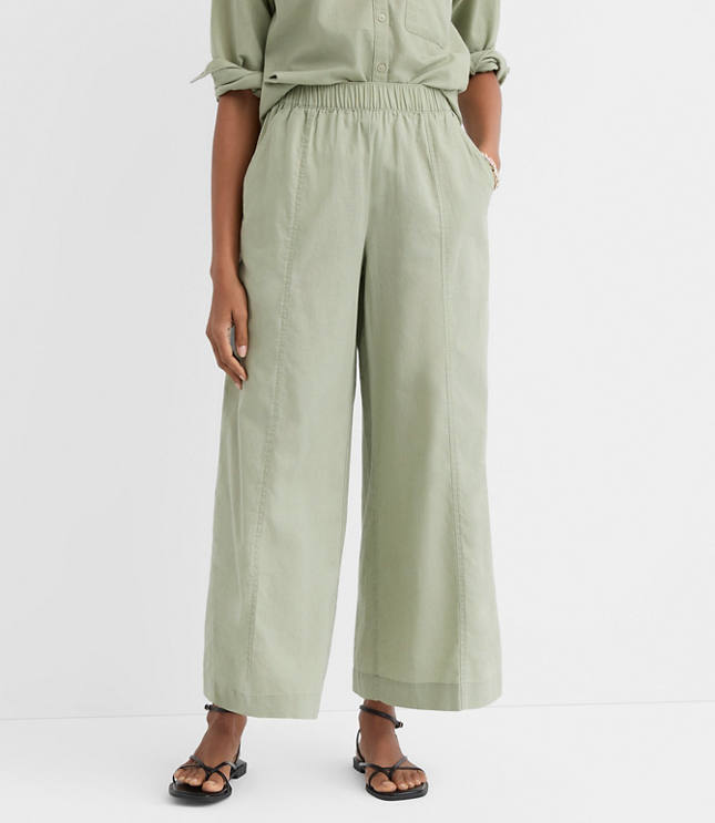 Breezy Wide Leg Crop Pants in Linen Cotton