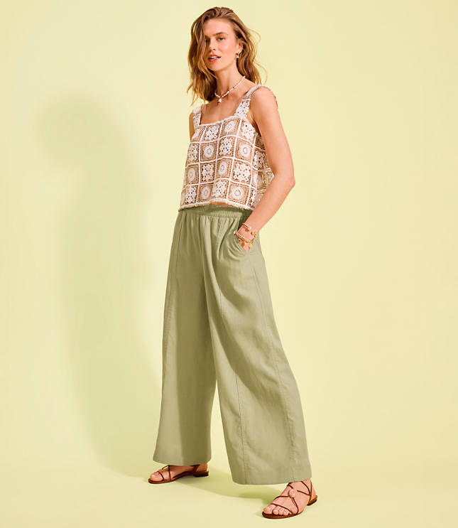 Breezy Wide Leg Crop Pants in Linen Cotton