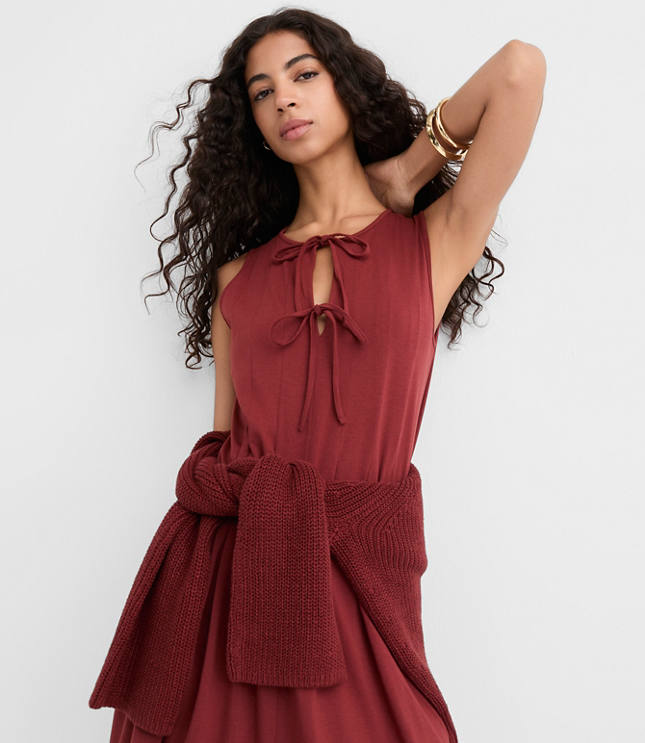 Pintucked Bow Mini Pocket Dress