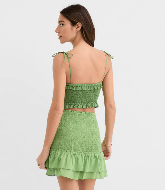 Petite LOFT Beach Ruffle Smocked Crop Top