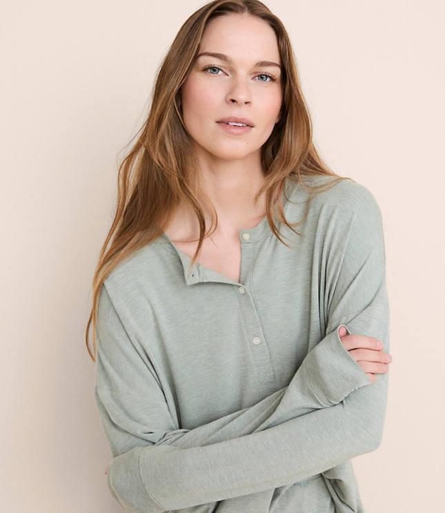 Lou & Grey Heathered Softened Modal Henley Pajama Top