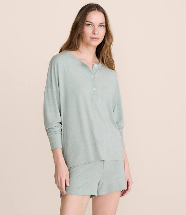 Lou & Grey Heathered Softened Modal Henley Pajama Top