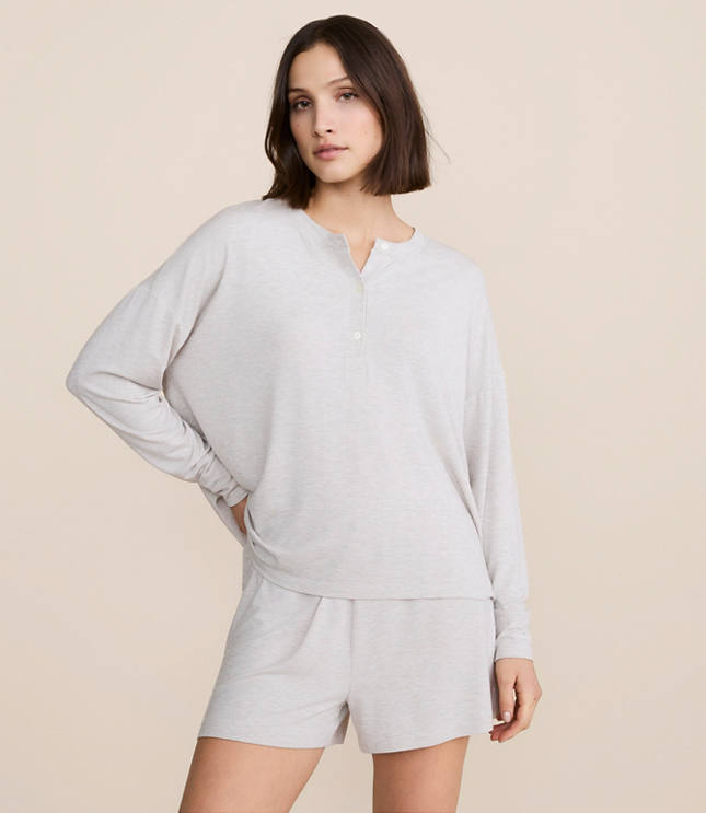 Lou & Grey Heathered Softened Modal Henley Pajama Top