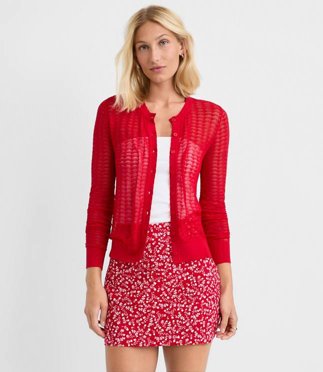 Scalloped Pointelle Cardigan