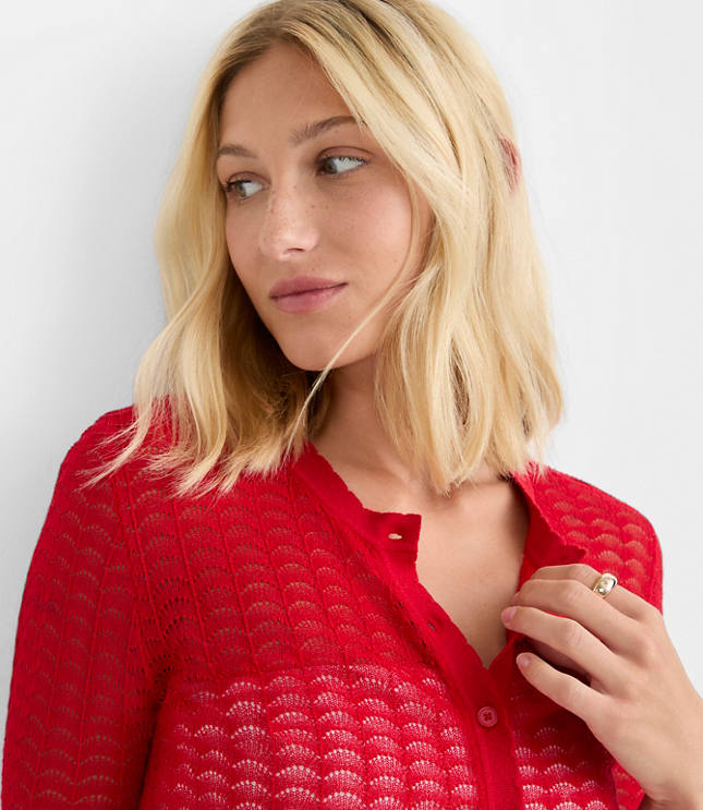 Scalloped Pointelle Cardigan