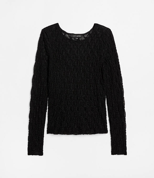 Petite LOFT Versa Geo Lace Long Sleeve Top