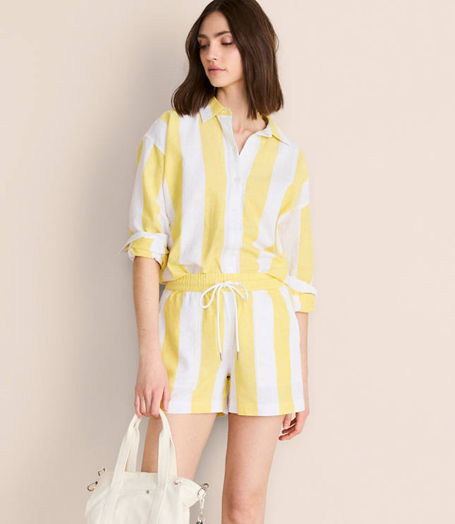 Lou & Grey Striped Linen Cotton Shorts