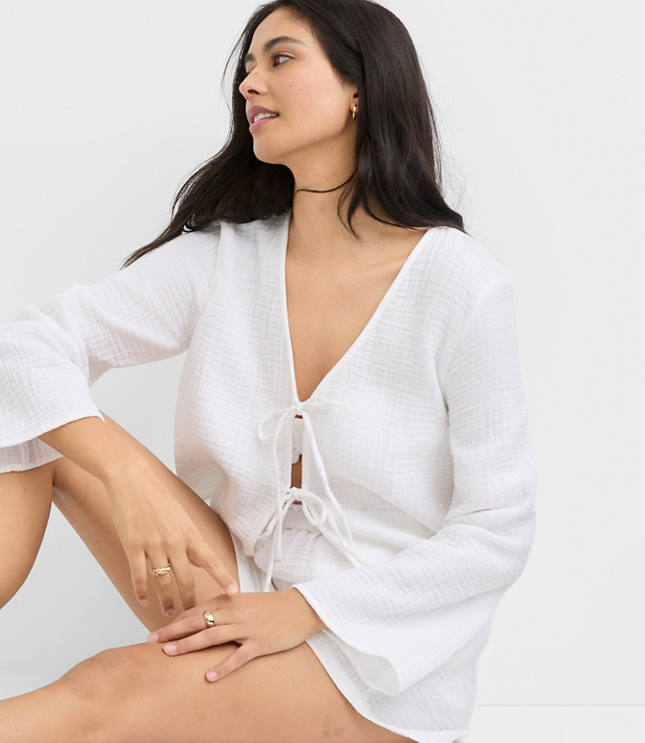 LOFT Beach Triple Cloth Bow Top