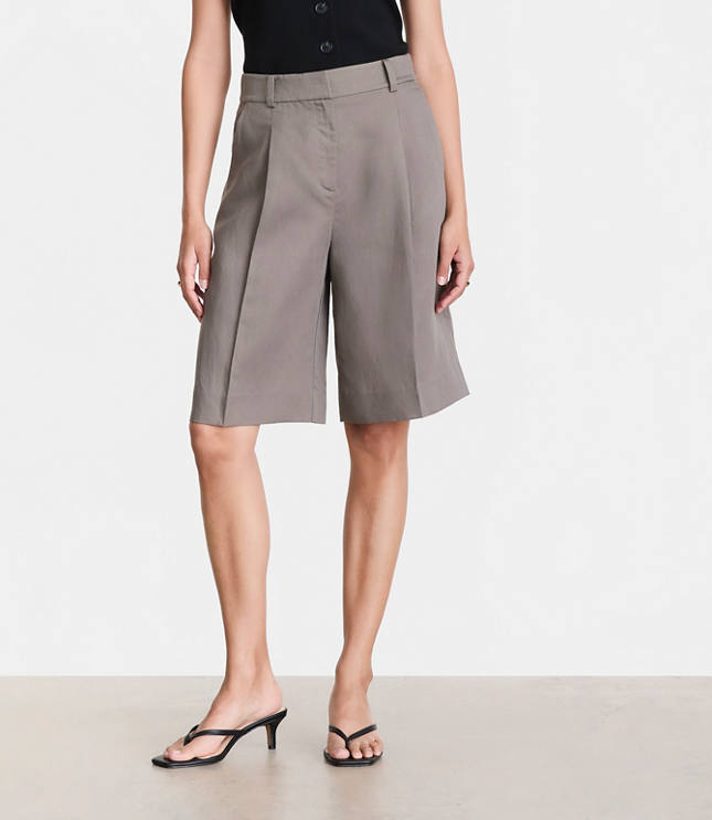 LOFT Versa Luxe Lyocell Wide Leg Bermuda Shorts carousel Product Image 2