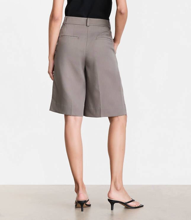 LOFT Versa Luxe Lyocell Wide Leg Bermuda Shorts carousel Product Image 3