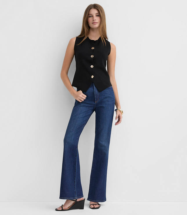 Petite Hammered Metallic Button Sweater Vest