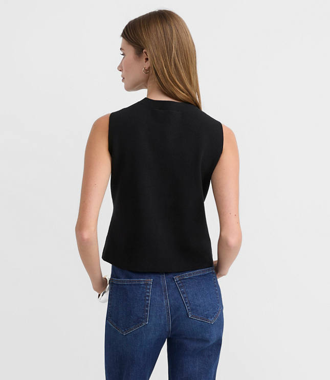 Petite Hammered Metallic Button Sweater Vest