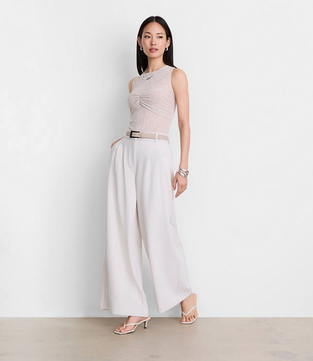 LOFT Versa Animal Print Mesh Ruched Top