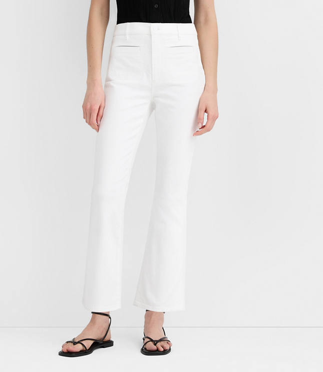 Rivete Welt Pocket High Rise Kick Crop Jeans in White