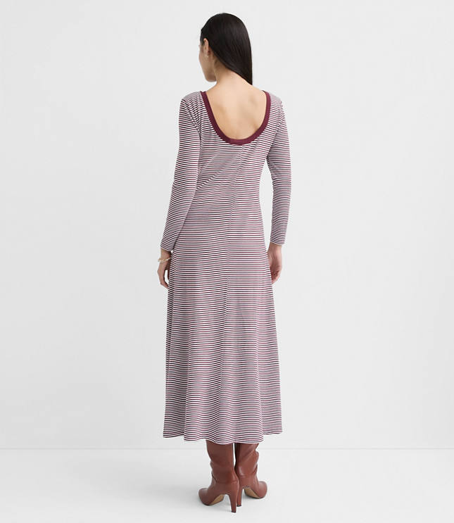 Petite Striped Scoop Back Midi Dress