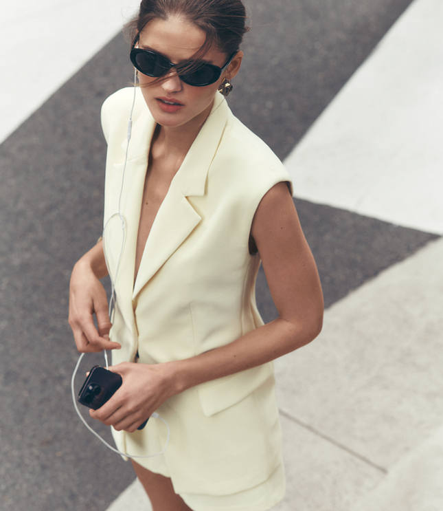 LOFT Versa Crepe Drape Sleeveless Blazer