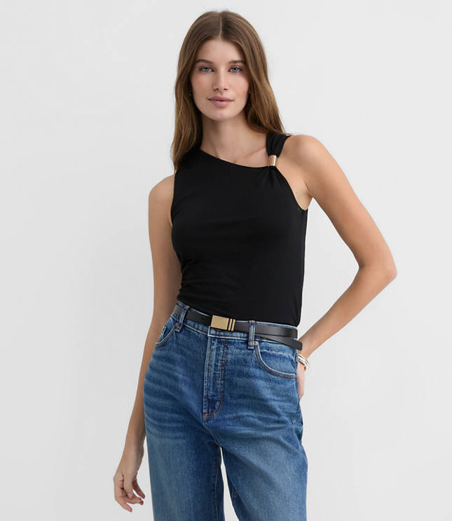 Petite Metallic Trim Tank Top