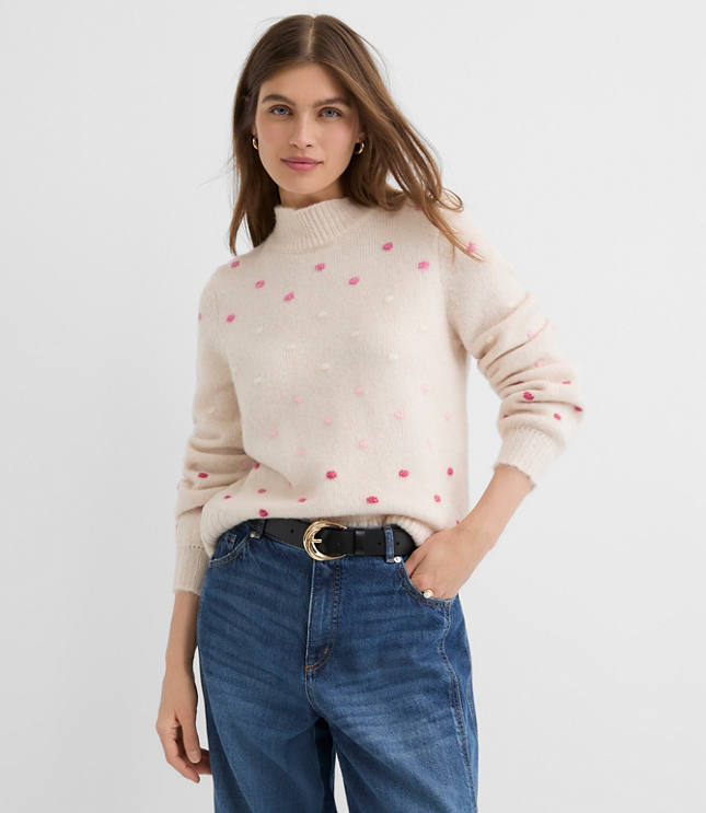 Bobble Mock Neck Sweater