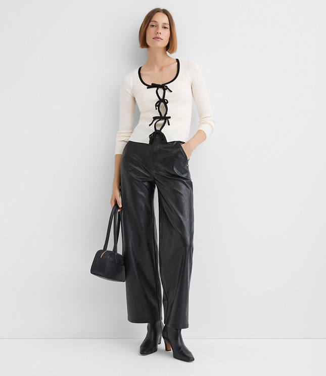 Contrast Bow Cardigan