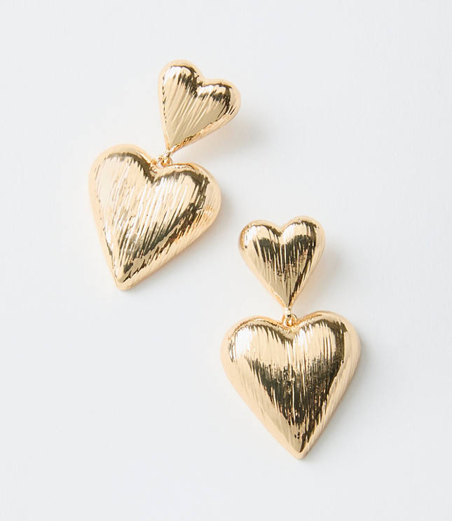 Brushed Heart Statement Earrings