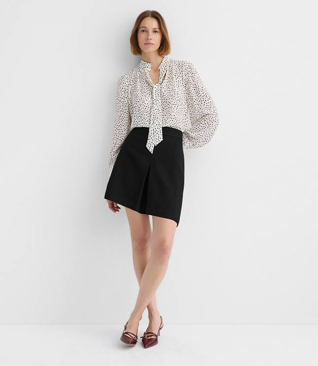 Petite Front Pleated Mini Skirt