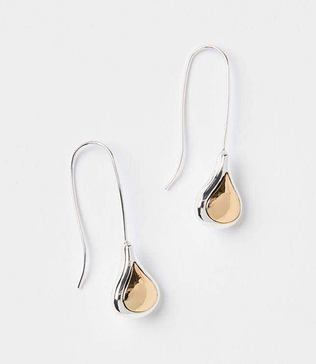 Mixed Metal Teardrop Pull Through Earrings