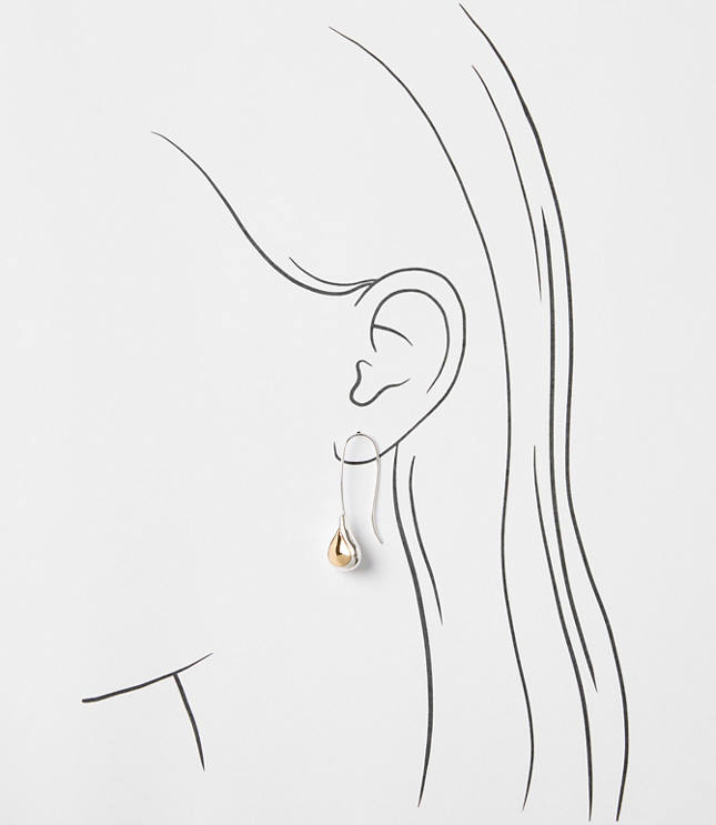 Mixed Metal Teardrop Pull Through Earrings