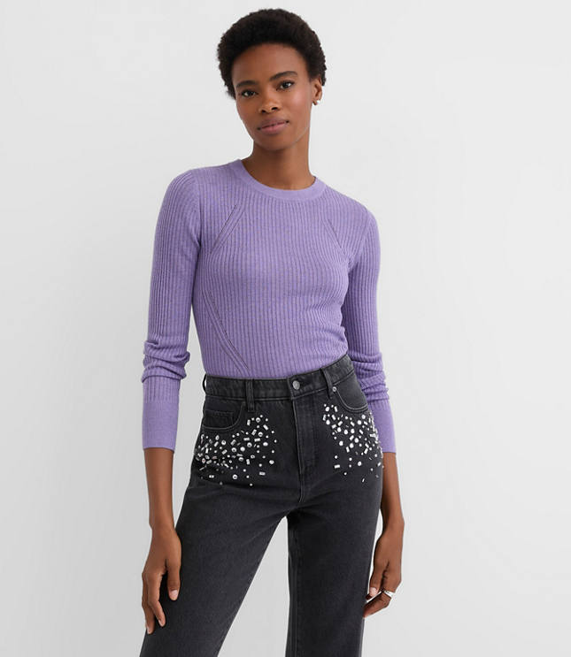 Shimmer Mixed Ribbed Sweater