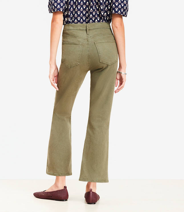 Curvy Patch Pocket High Rise Kick Crop Jeans in Evening Olive
