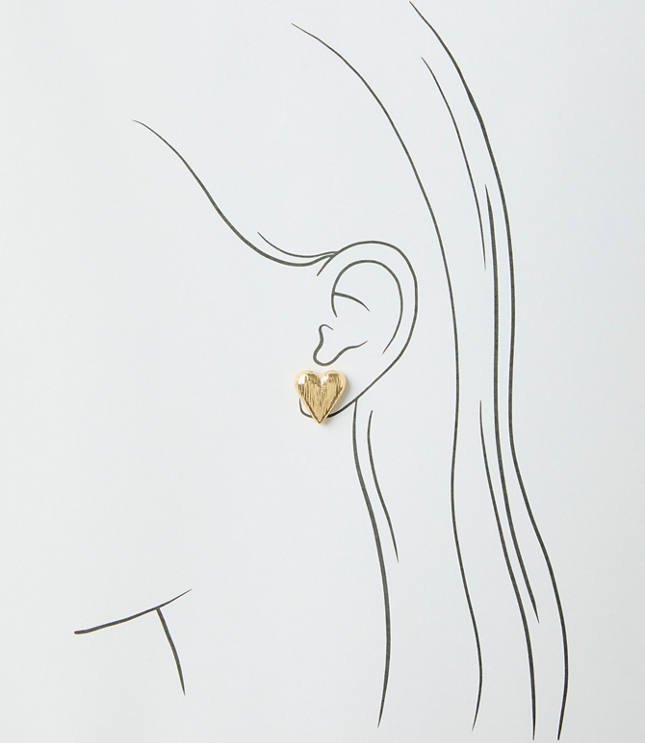 Brushed Heart Stud Earrings