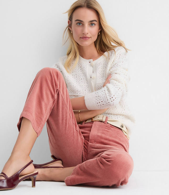 Windowpane Pointelle Cardigan