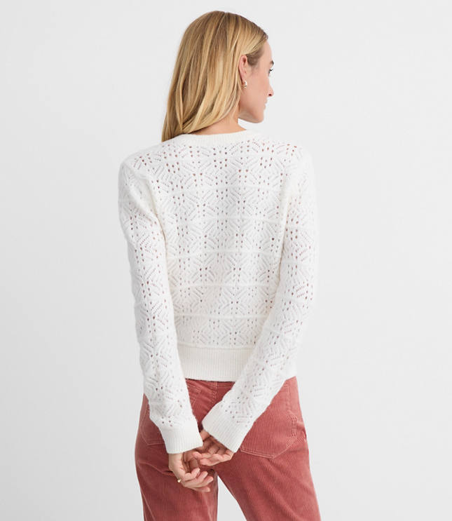 Windowpane Pointelle Cardigan