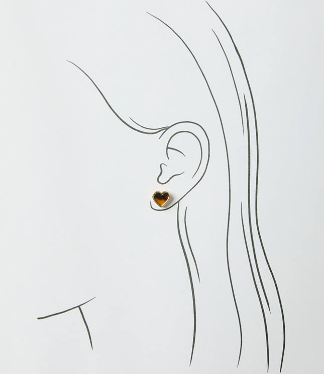 Tortoiseshell Print Mini Heart Stud Earrings