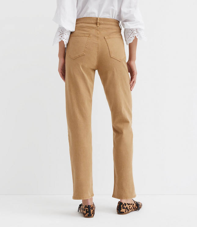 Petite High Rise Straight Jeans Cashew Tan